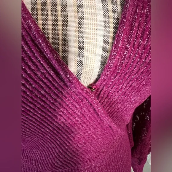 Anthropologie $98 NWOT Plum Laced Balloon Sleeve  Sweater Blouse Size Small - Picture 11 of 12